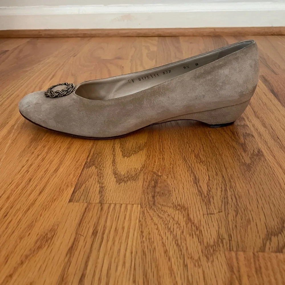 Salvatore Ferragamo Vintage Suede Low Heel Wedge Tan 9.5
